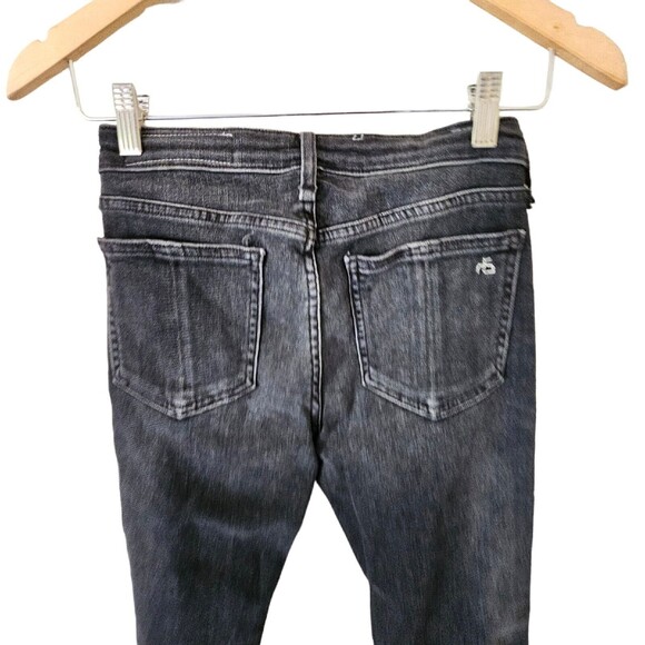 Rag & Bone Cate Black Flare Mid-Rise Straight Striped Jeans 23 - Picture 4 of 6